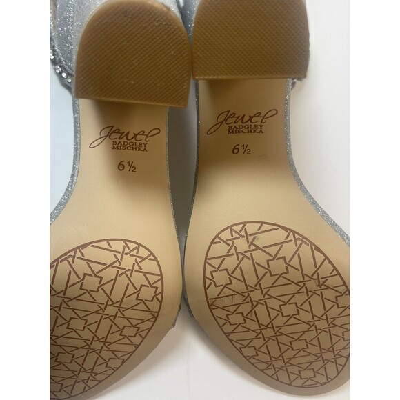 Jewel Badgley Mischka Mayra Ankle Strap Evening Shoe In Silver Sz 6 1/2 New WOT - Picture 13 of 13